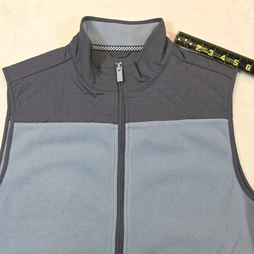 Southern Tide Mens Medium Hucksley Vest Blue Quilted Fleece Full Zip Golf Hiking